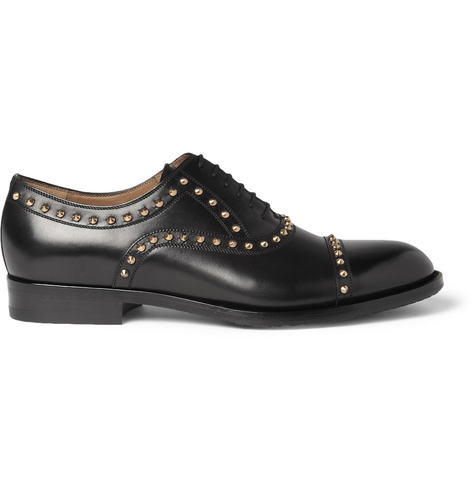Gucci Studded Leather Oxford Shoes in Black for Men - Lyst