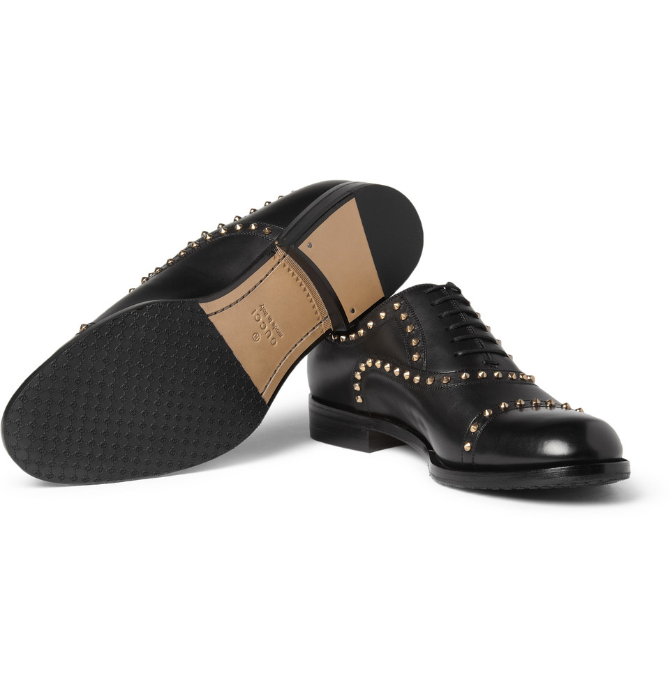 Gucci Studded Leather Oxford Shoes in Black for Men Lyst