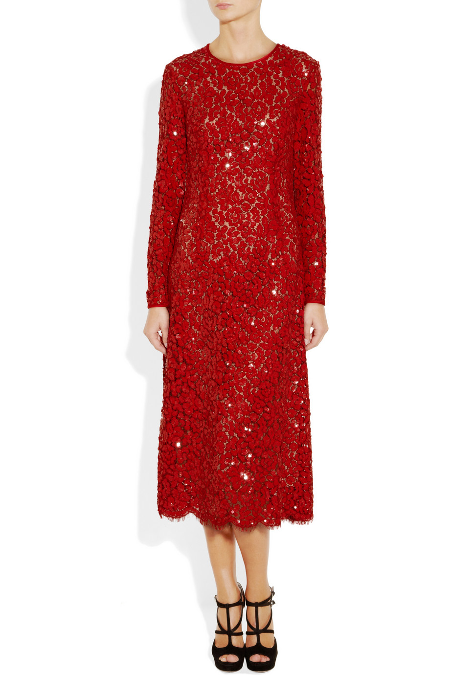 Michael kors best sale red lace dress