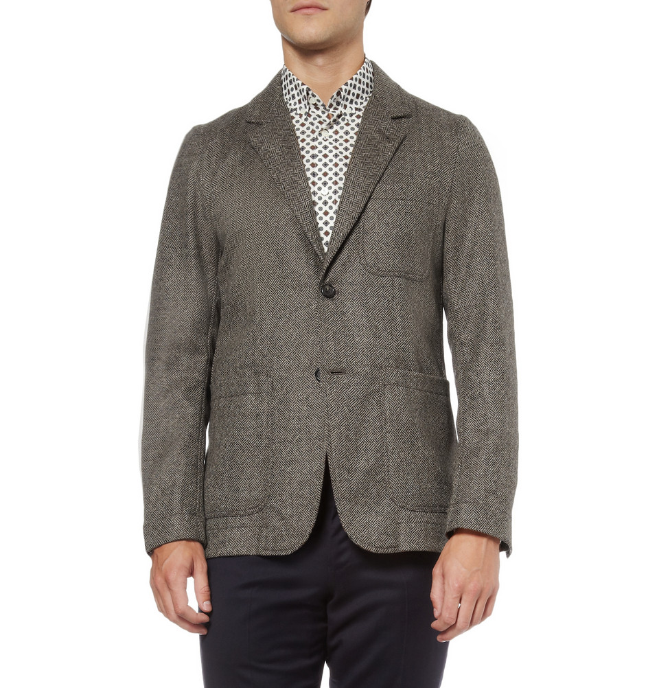 Saint Laurent Unstructured Tweed Blazer in Gray for Men - Lyst