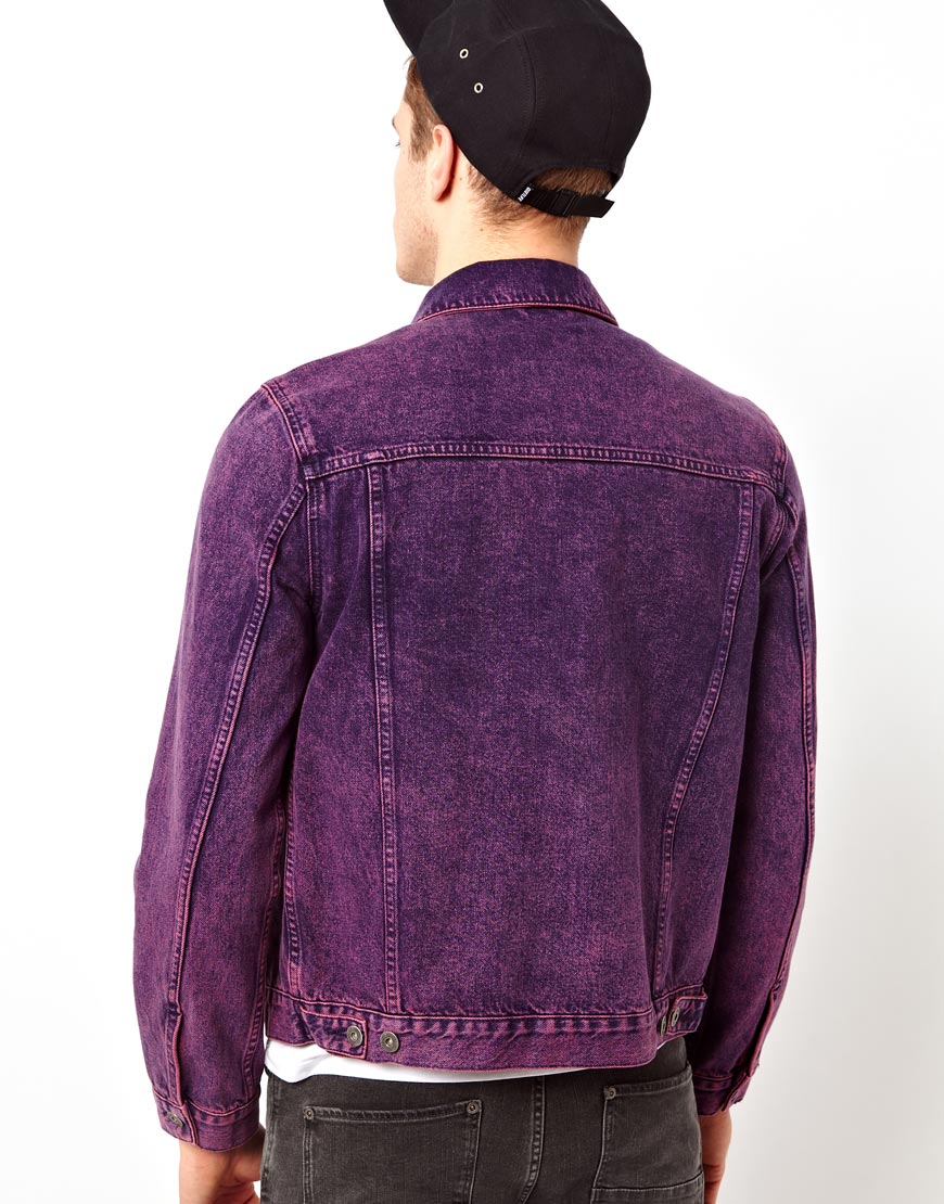 Overdyed Acid Wash Unisex Denim Jacket- Purple L / Purple