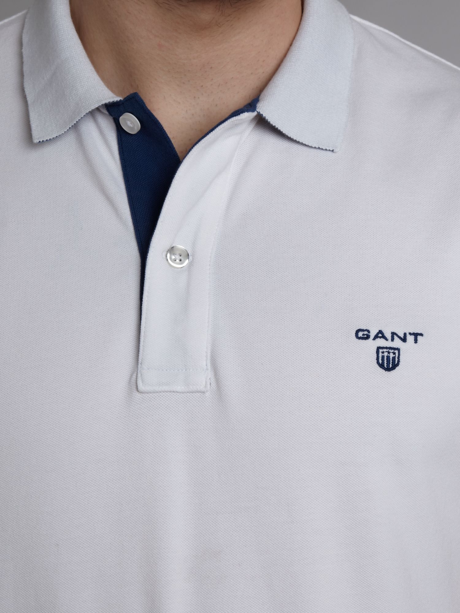 Gant Contrast Collar Pique Polo Shirt in White for Men | Lyst