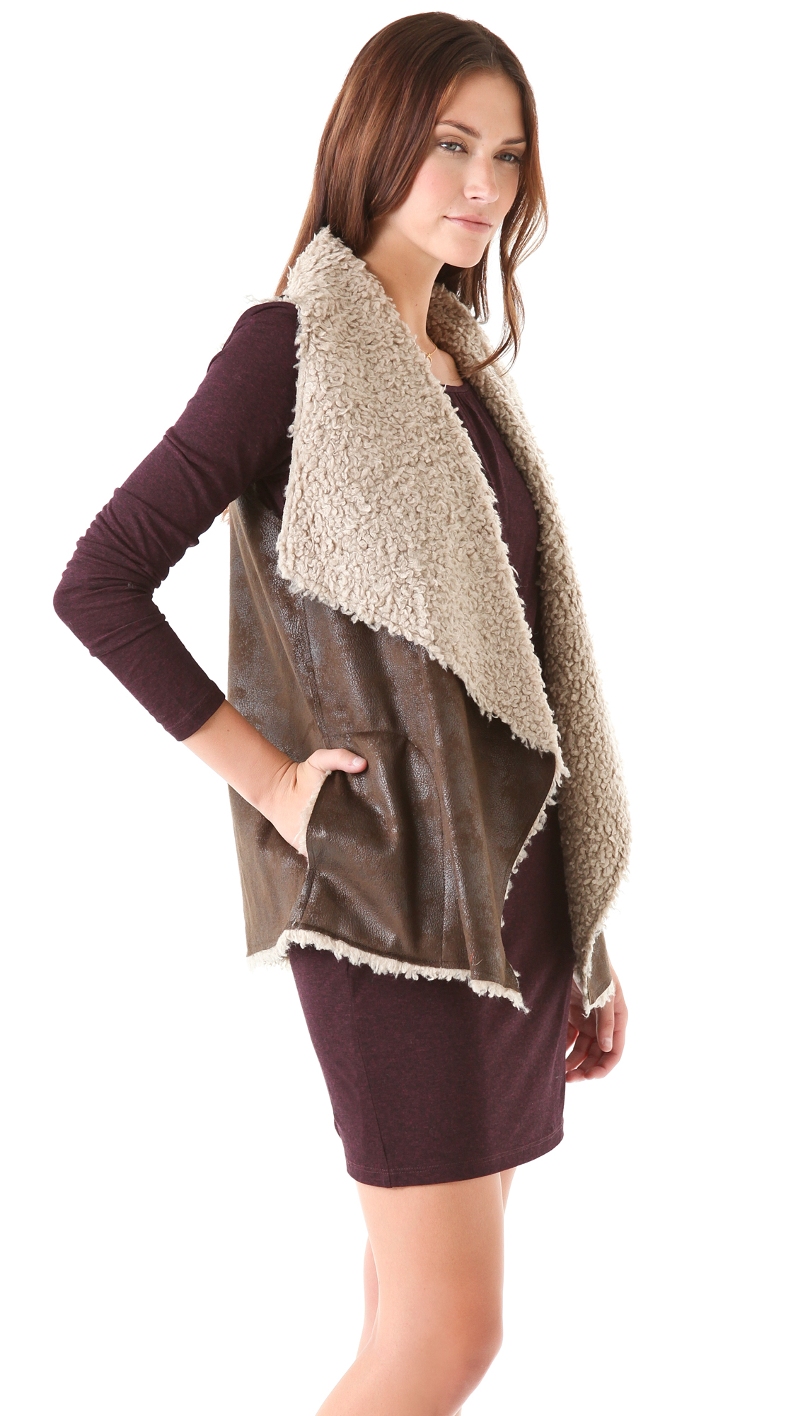 Lyst - Velvet By Graham & Spencer Mavis Urban Sherpa Vest in Brown