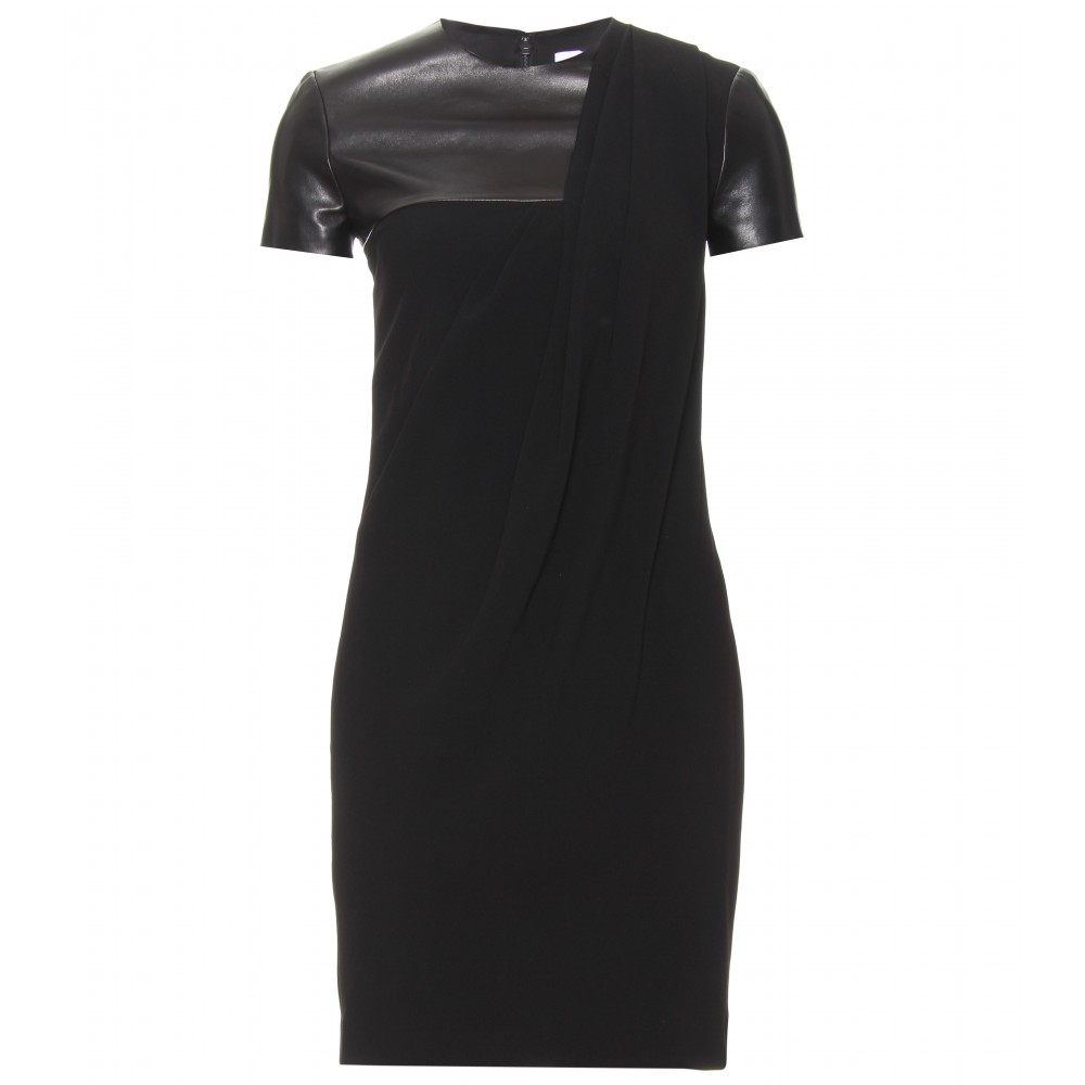 Alexander Wang Leather Tshirt Dress with Draping in Black | Lyst