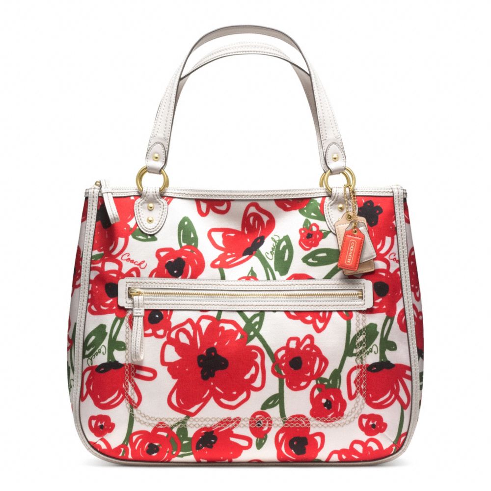 COACH Poppy Floral Print Hallie Tote in Red Lyst