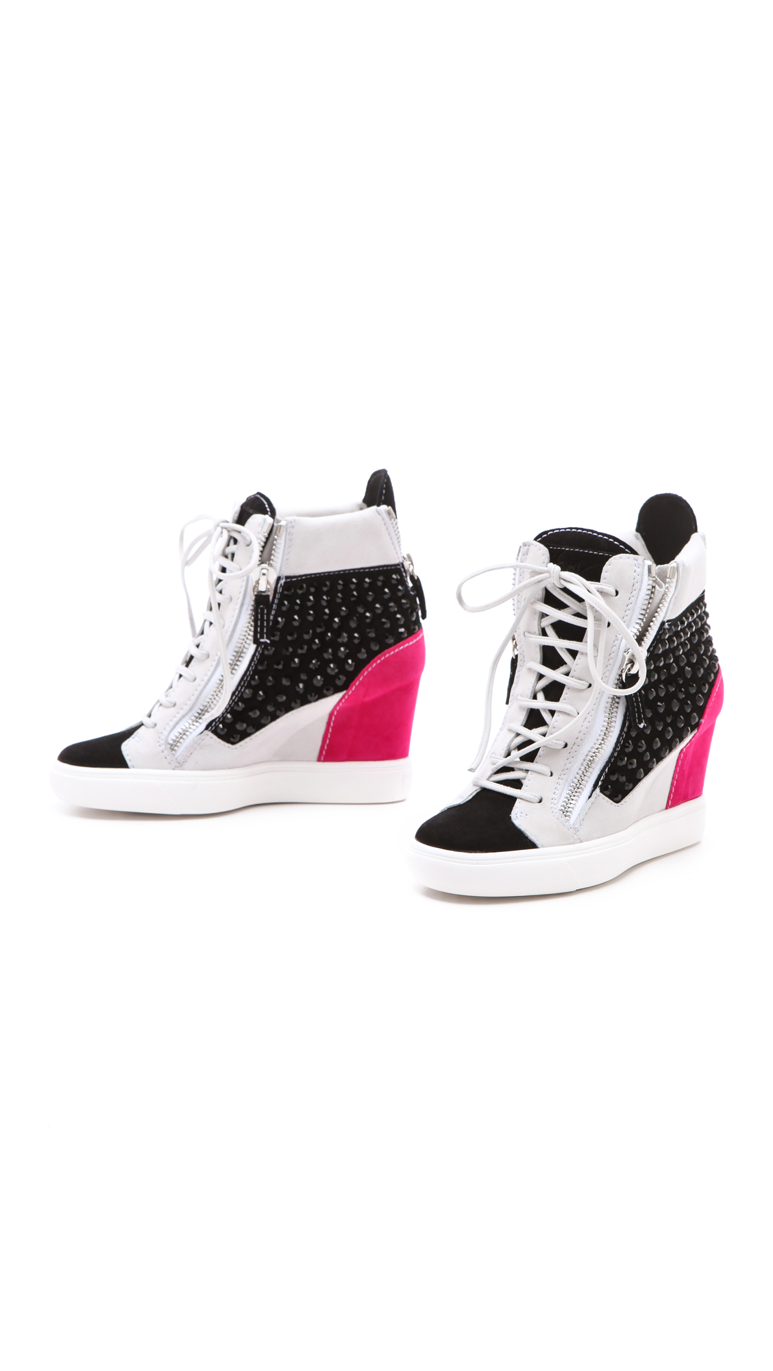 Giuseppe zanotti Double Zip Wedge Sneakers in Black Lyst