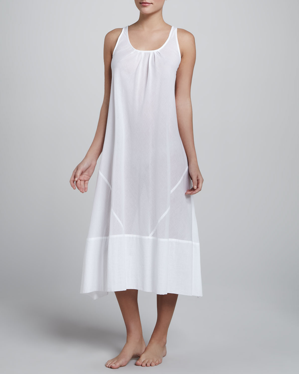 donna karan new york white batiste cotton gown long white product 1 5902821 086678380