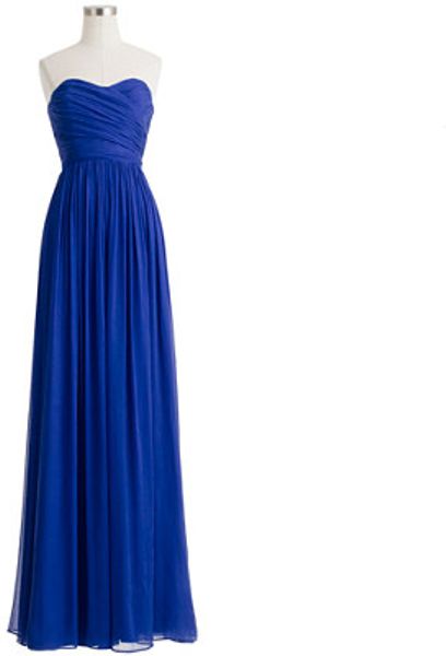 J.crew Arabelle Long Dress in Silk Chiffon in Blue (casablanca blue)