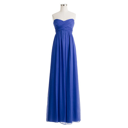 J.crew Taryn Long Dress in Silk Chiffon in Blue | Lyst