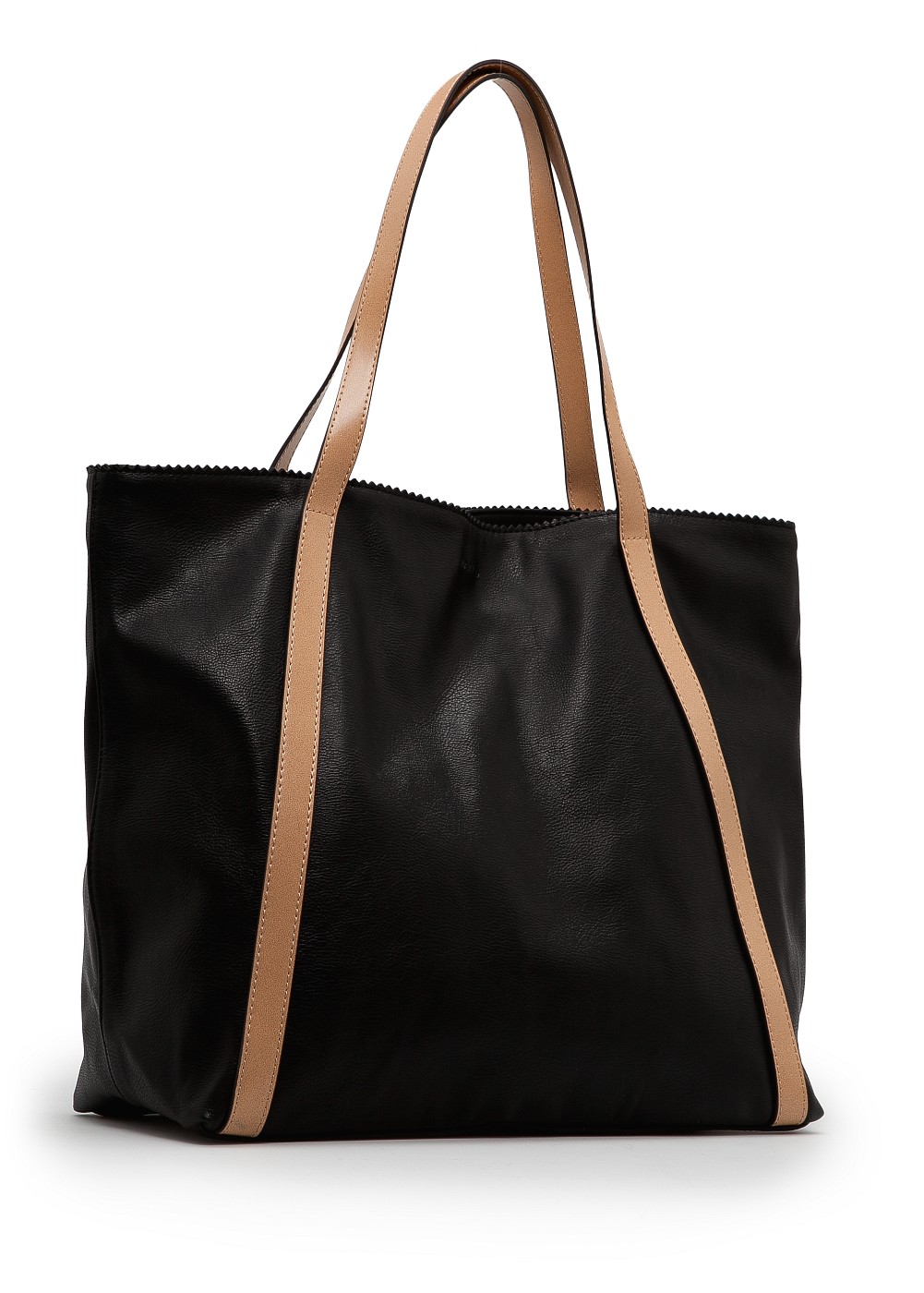 Mango Faux Leather Shopper Bag in 02 (Black) - Lyst