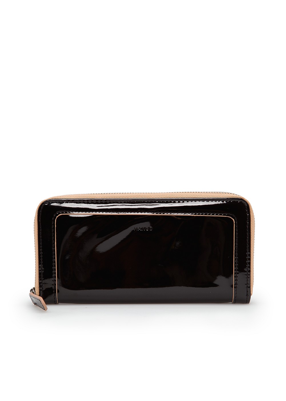 Lyst Mango Patent Wallet in Black