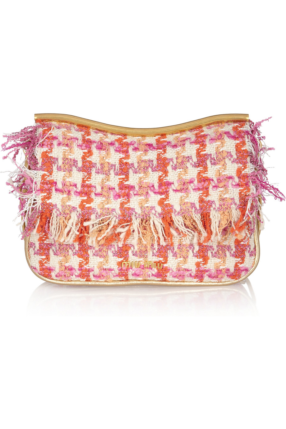 Miu Miu Frayed Tweed Shoulder Bag in Pink Lyst