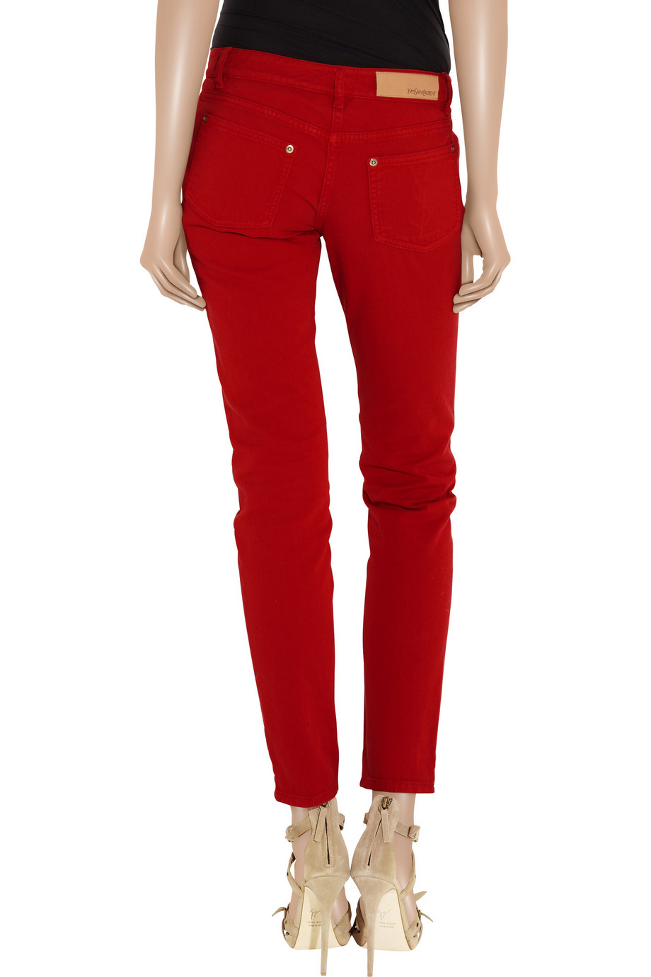 Saint Laurent Mid-Rise Skinny Jeans in Ruby (Red) - Lyst