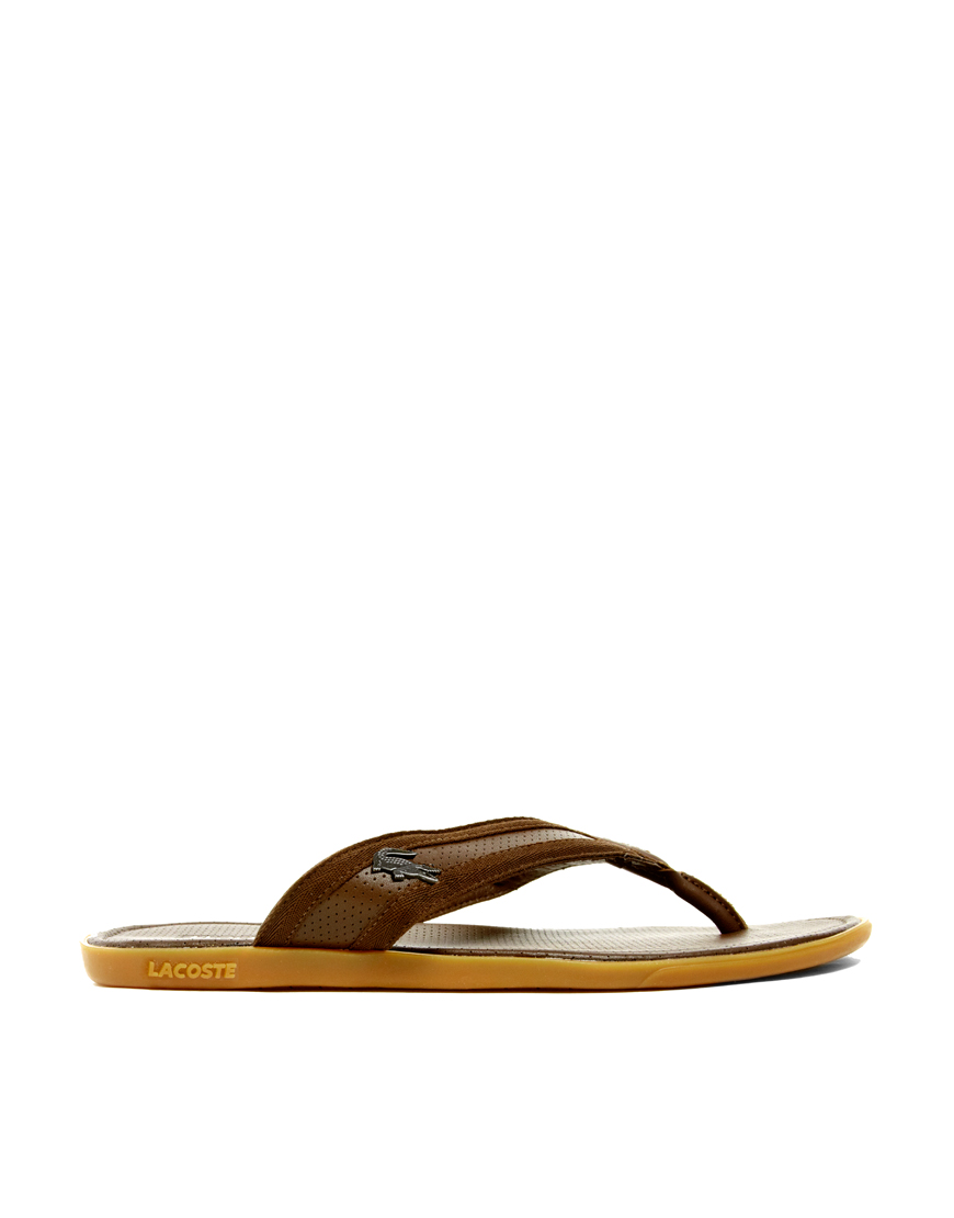 Lacoste Carros Leather Sandals in Brown for Men | Lyst