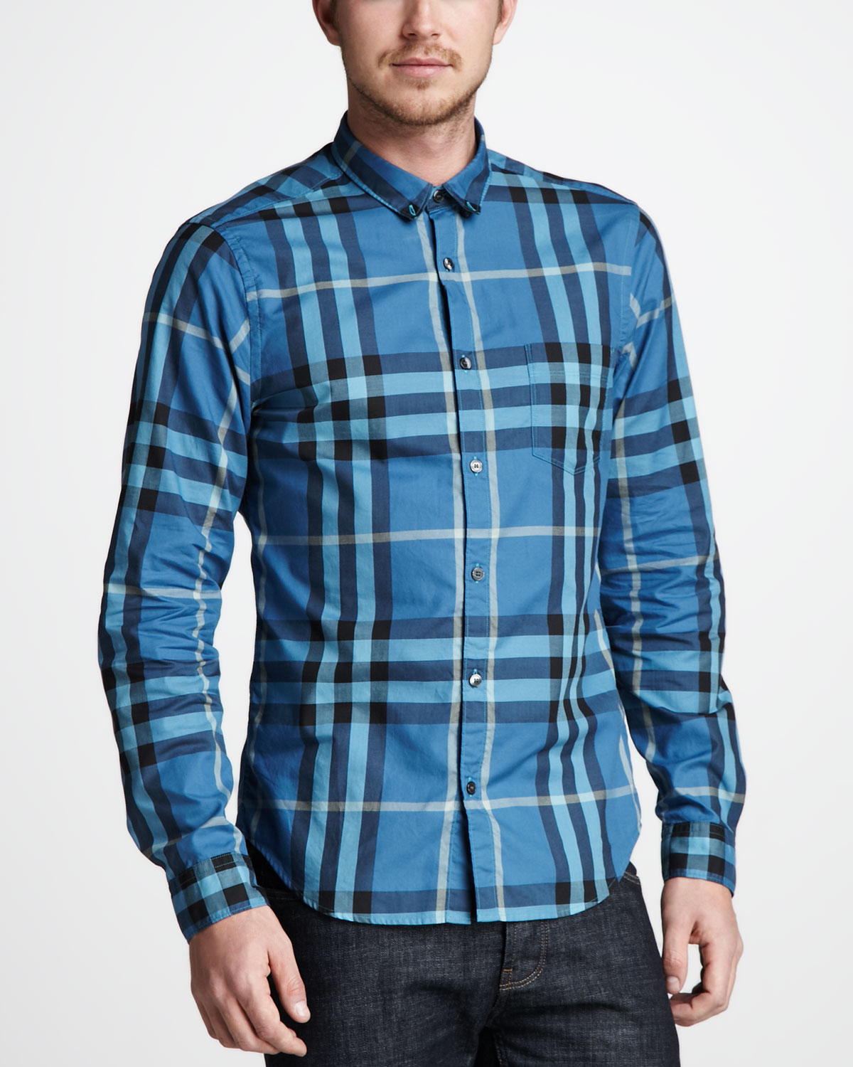 burberry blue check shirt