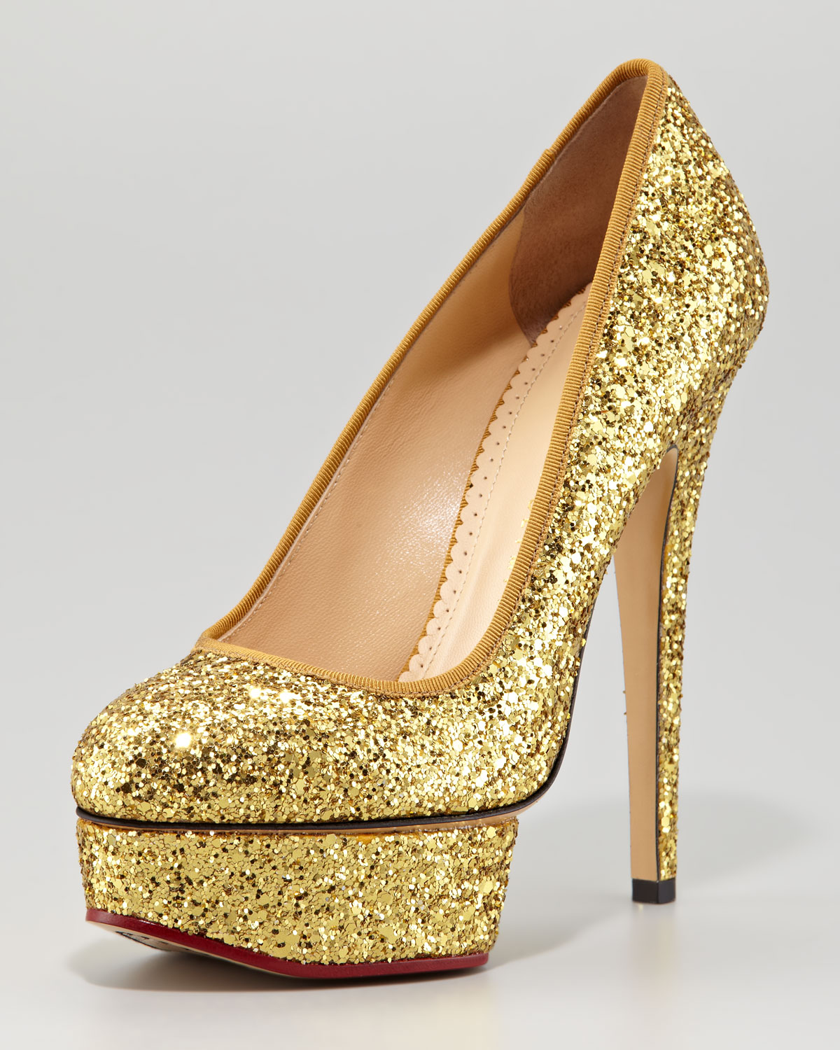 sparkly platform pumps
