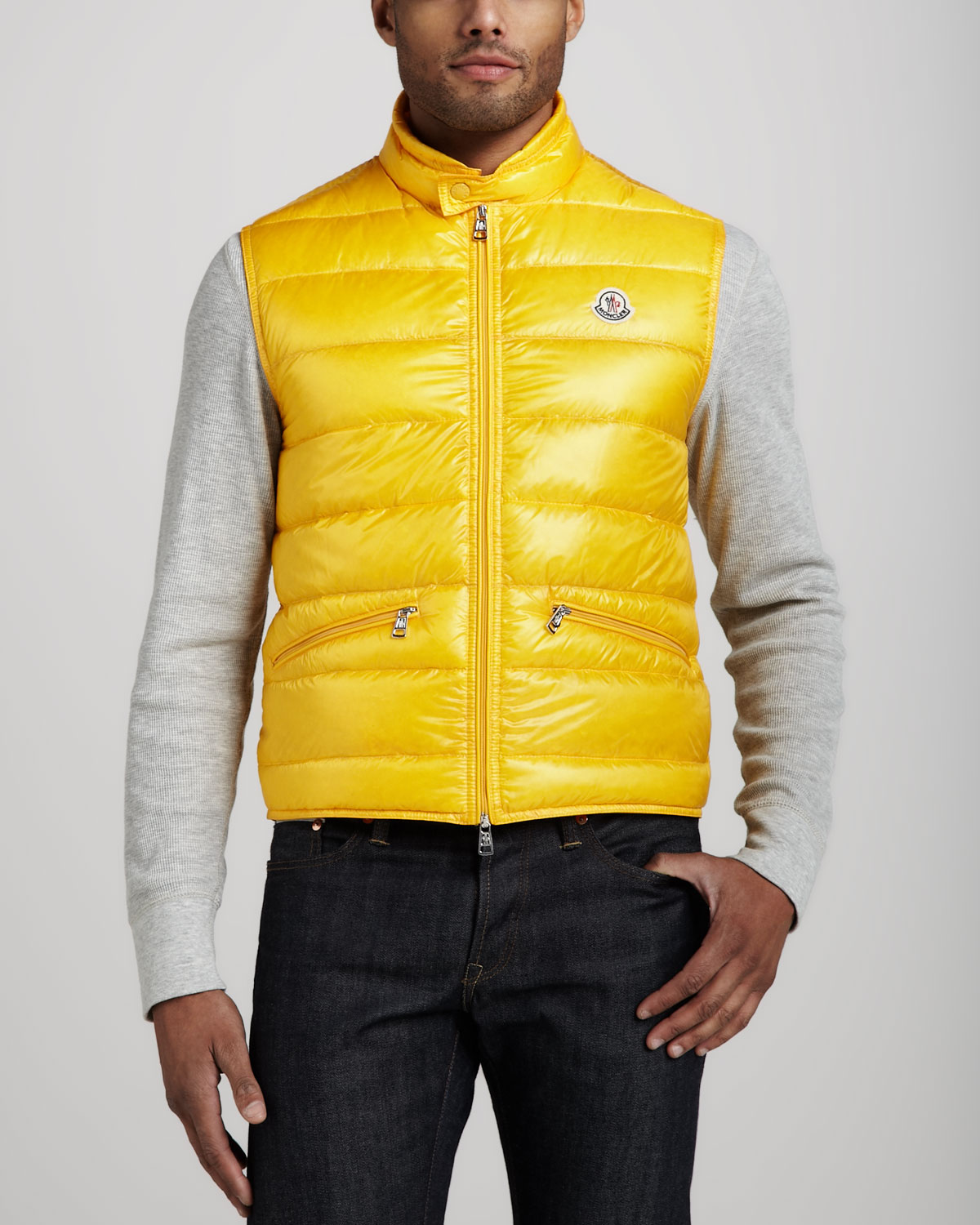 yellow moncler vest
