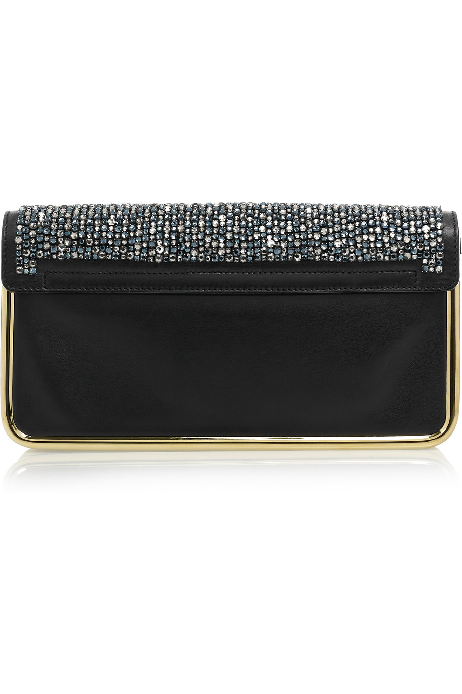 Lyst - Chloé Sally Swarovski Crystal-Embellished Leather Clutch in Black