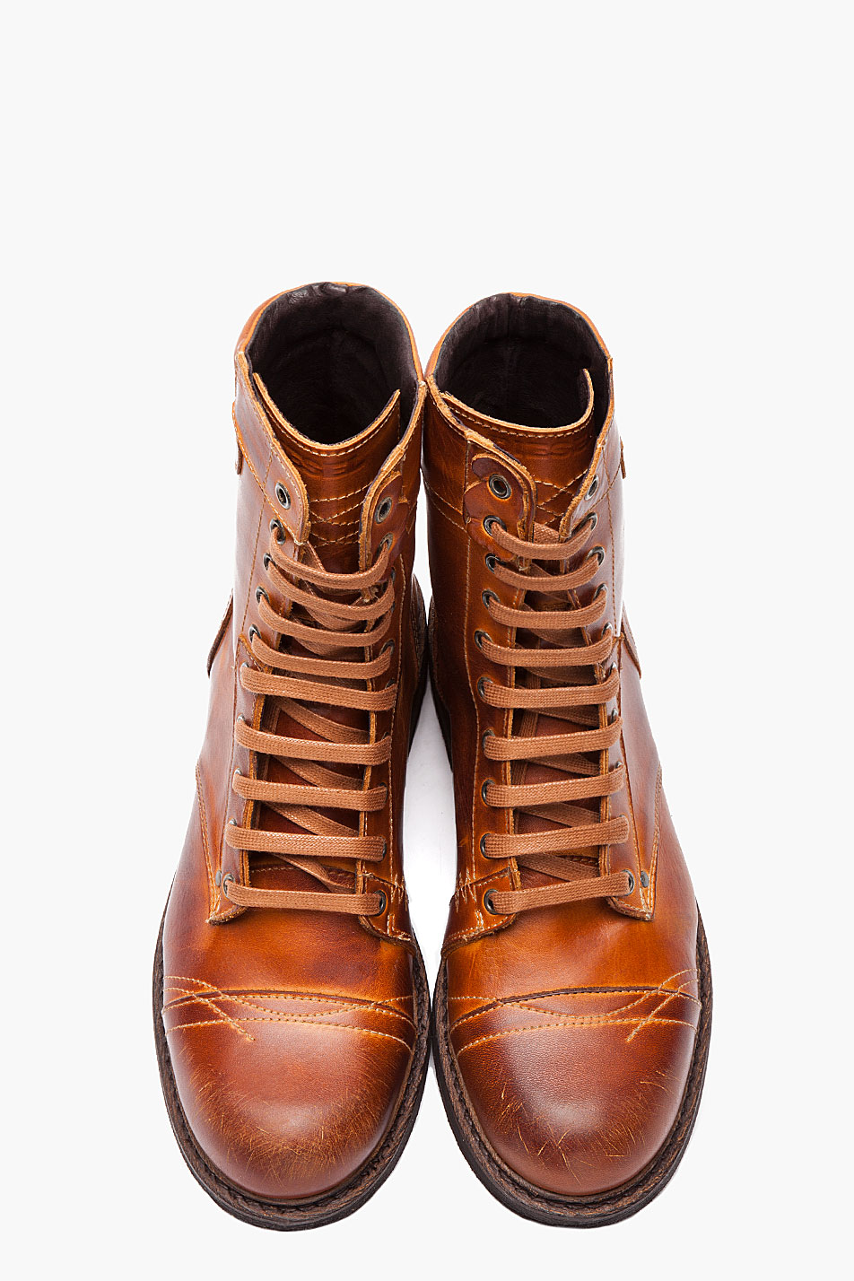 Diesel Tan Scuffed Leather Cassidy Combat Boots in Brown for Men | Lyst