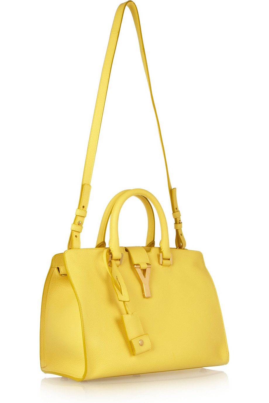 Saint Laurent The Cabas Small Leather Shoulder Bag in Yellow Lyst