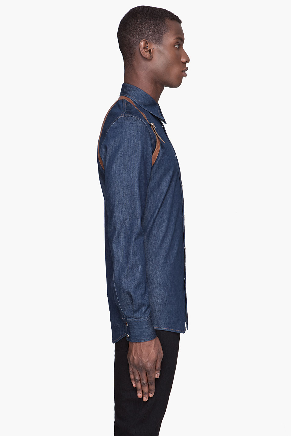 Alexander mcqueen Blue Denim Harness Shirt in Blue for Men Lyst