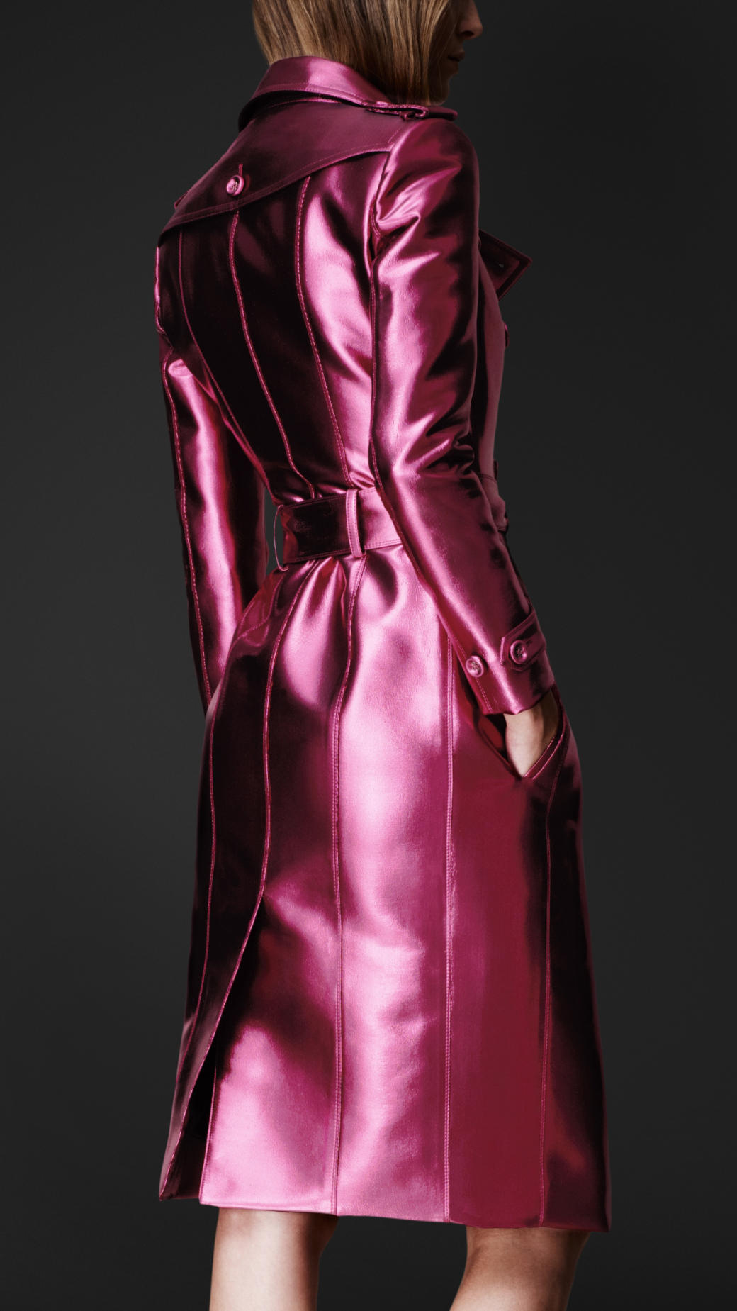 Lyst - Burberry Prorsum Bright Metallic Trench Coat in Pink