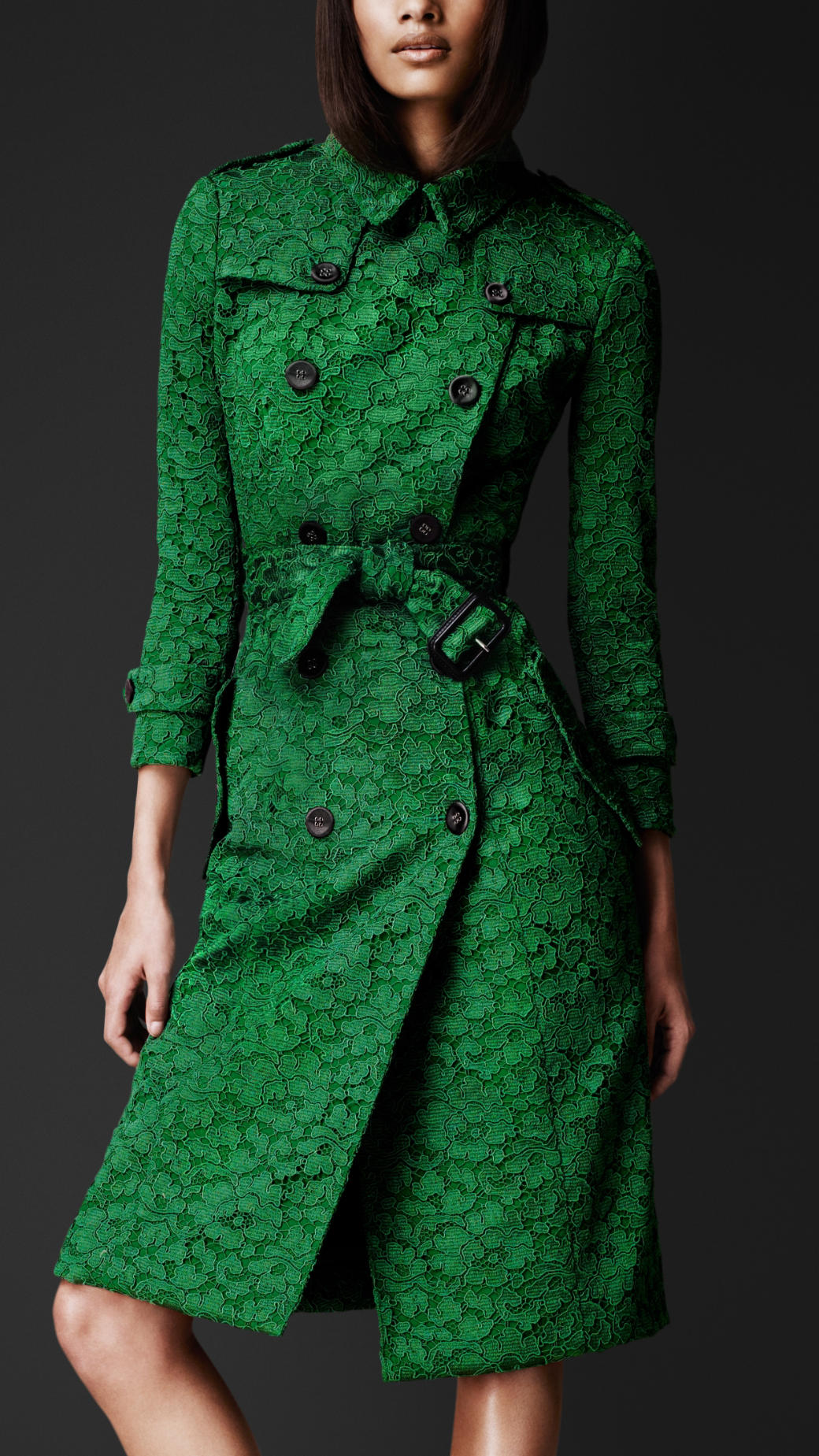 Burberry Prorsum Kickback Lace Trench Coat in Green | Lyst