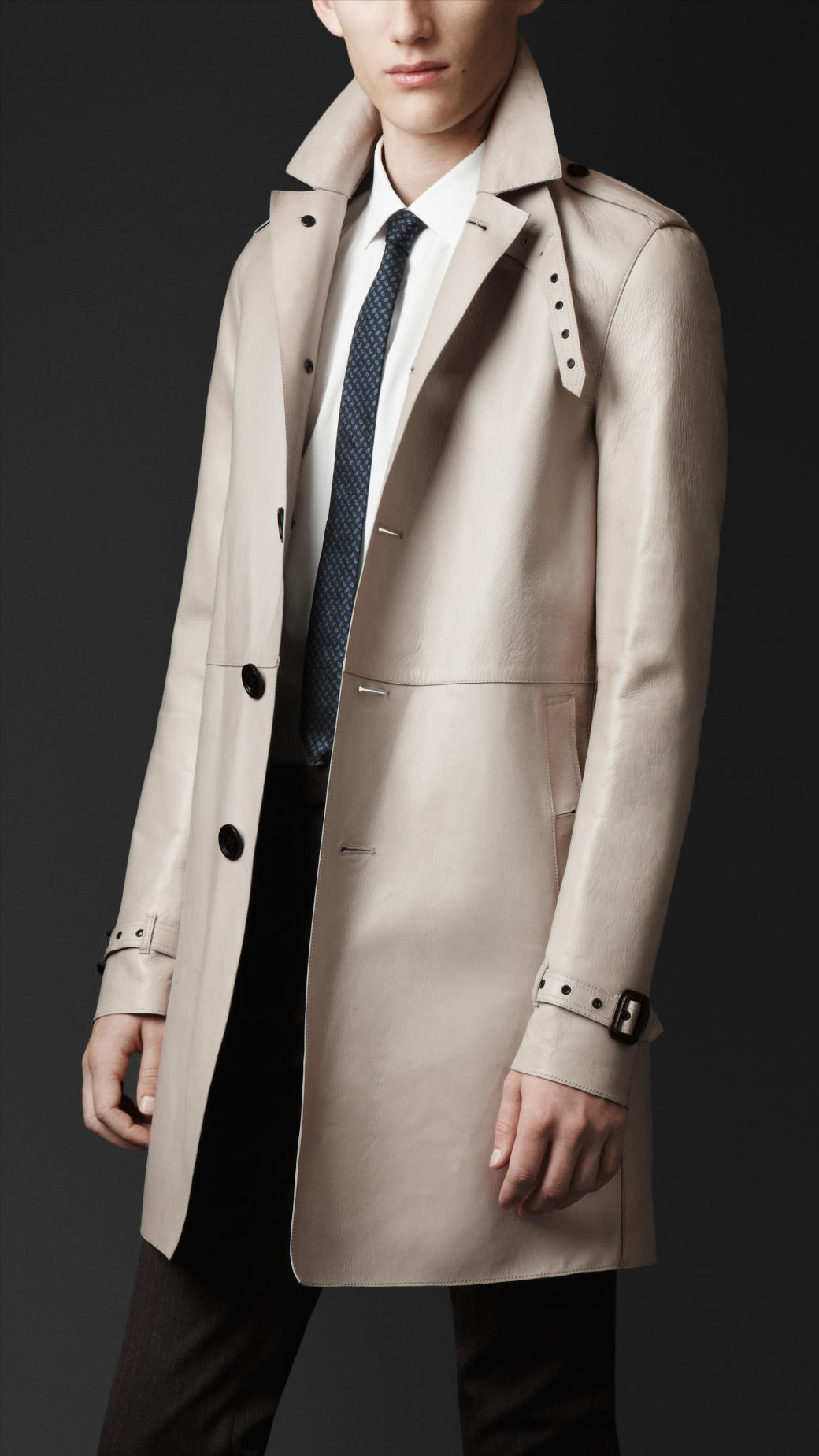 Burberry Prorsum Nappa Leather Trench Coat in Natural for Men | Lyst