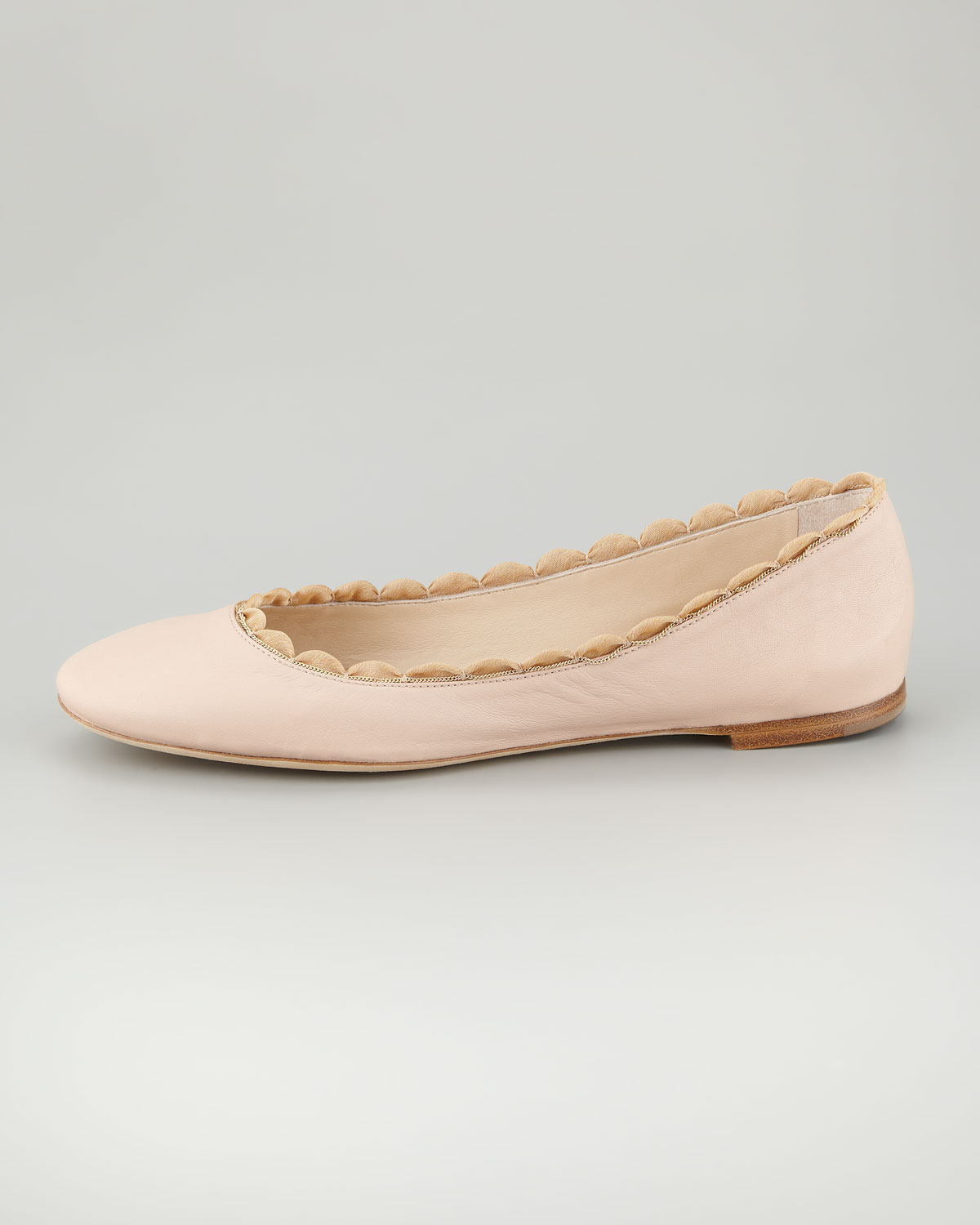 nude scalloped flats