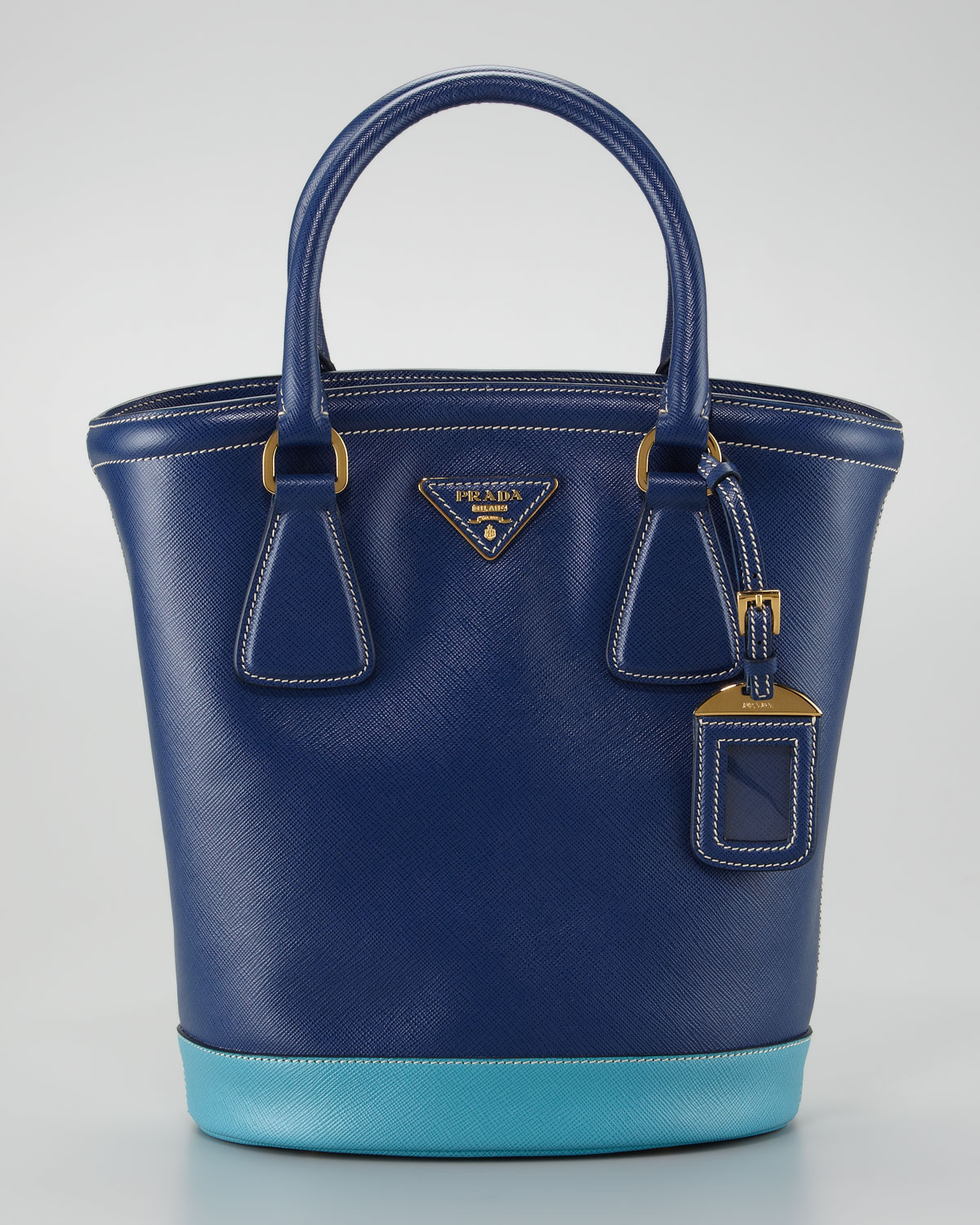 Lyst Prada BiColor Bucket Bag in Blue