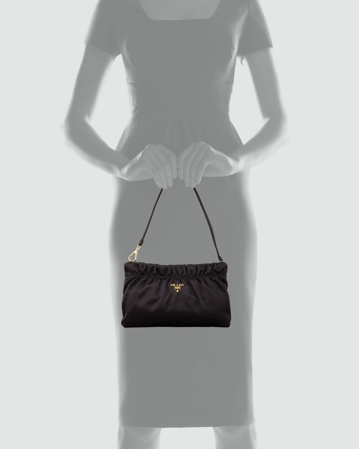 Prada Ruched Satin Small Shoulder Bag in Black (nero) | Lyst  