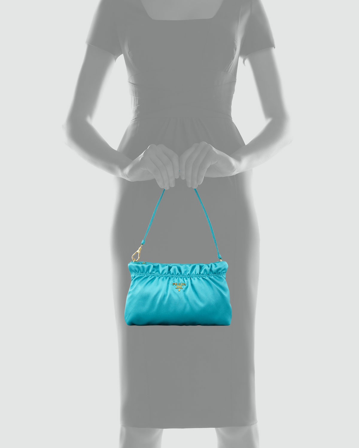 Prada Ruched Satin Small Shoulder Bag in Blue | Lyst  