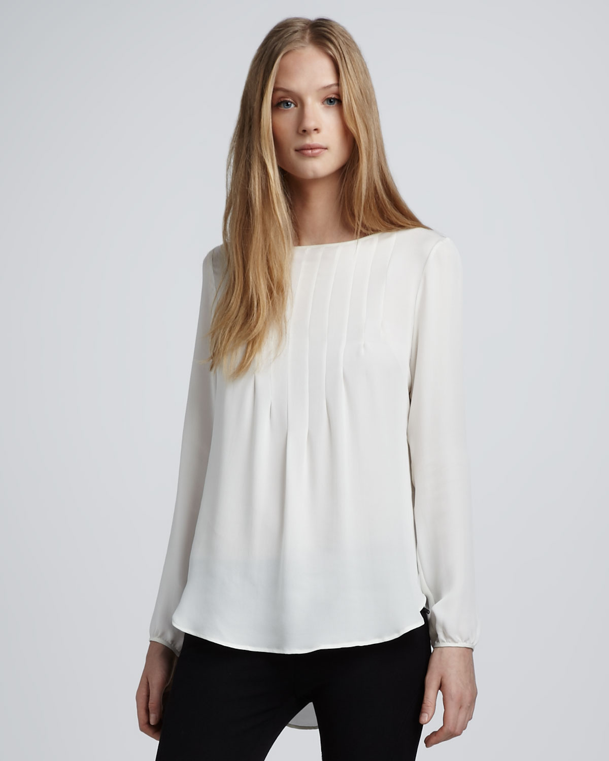 Theory Silk Blouse in White - Lyst
