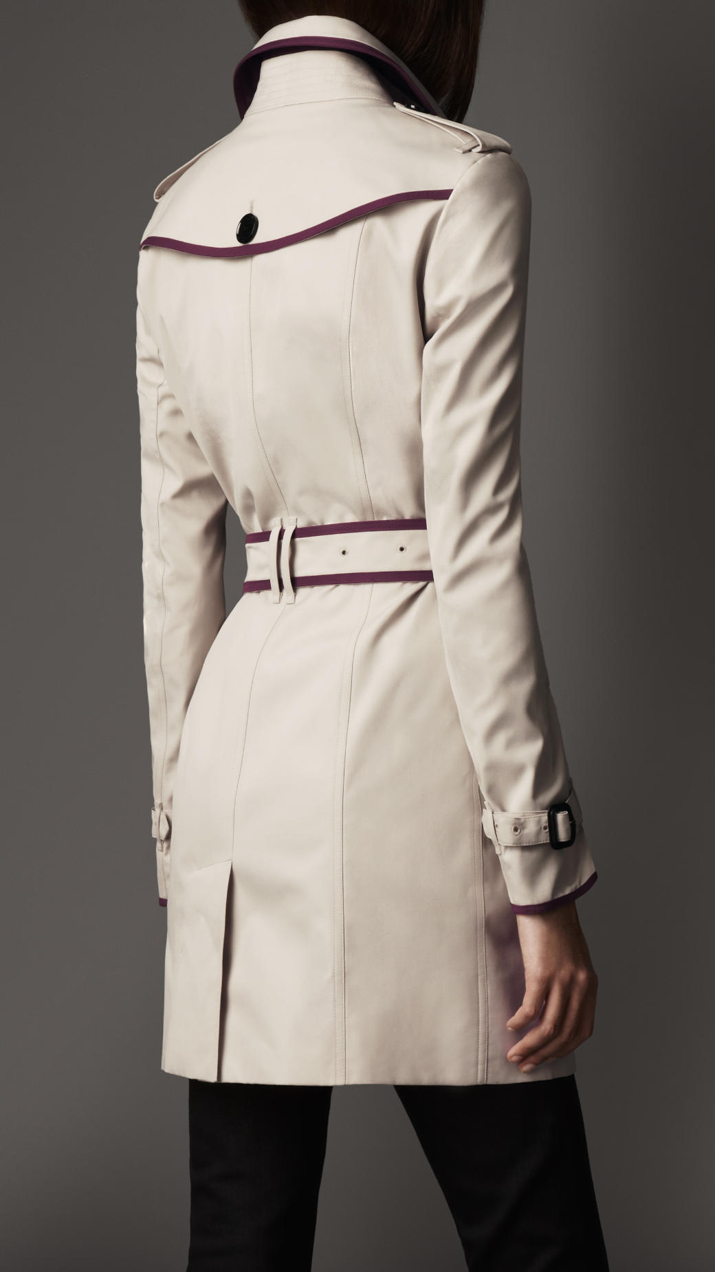 Burberry Contrast Piping Trench Coat in Natural - Lyst
