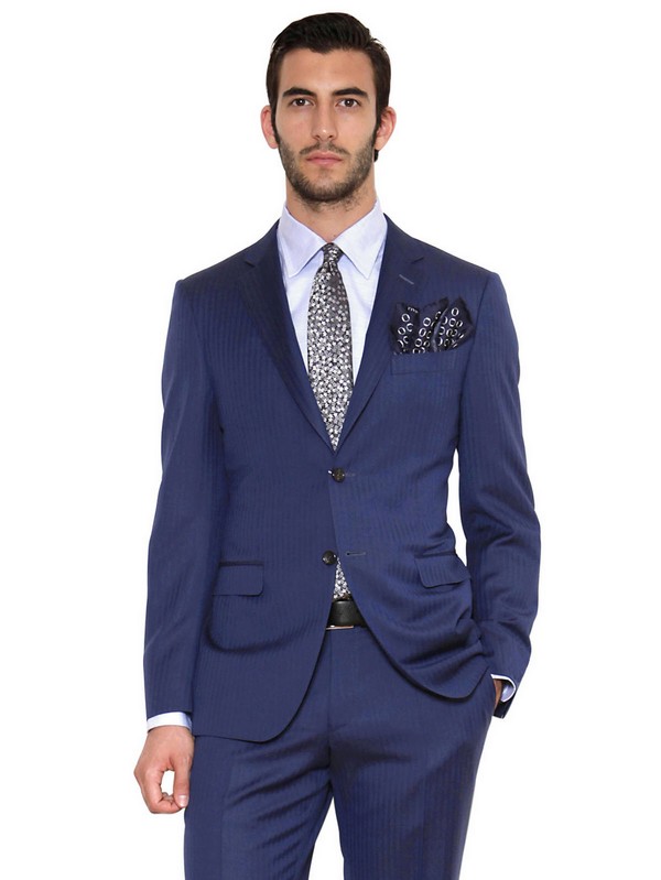 Lyst - Canali Single Breasted Wool Slim Fit Suit in Blue for Men
