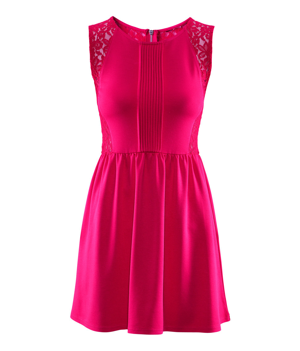 Lyst - H&m Lace Panel Dress in Pink