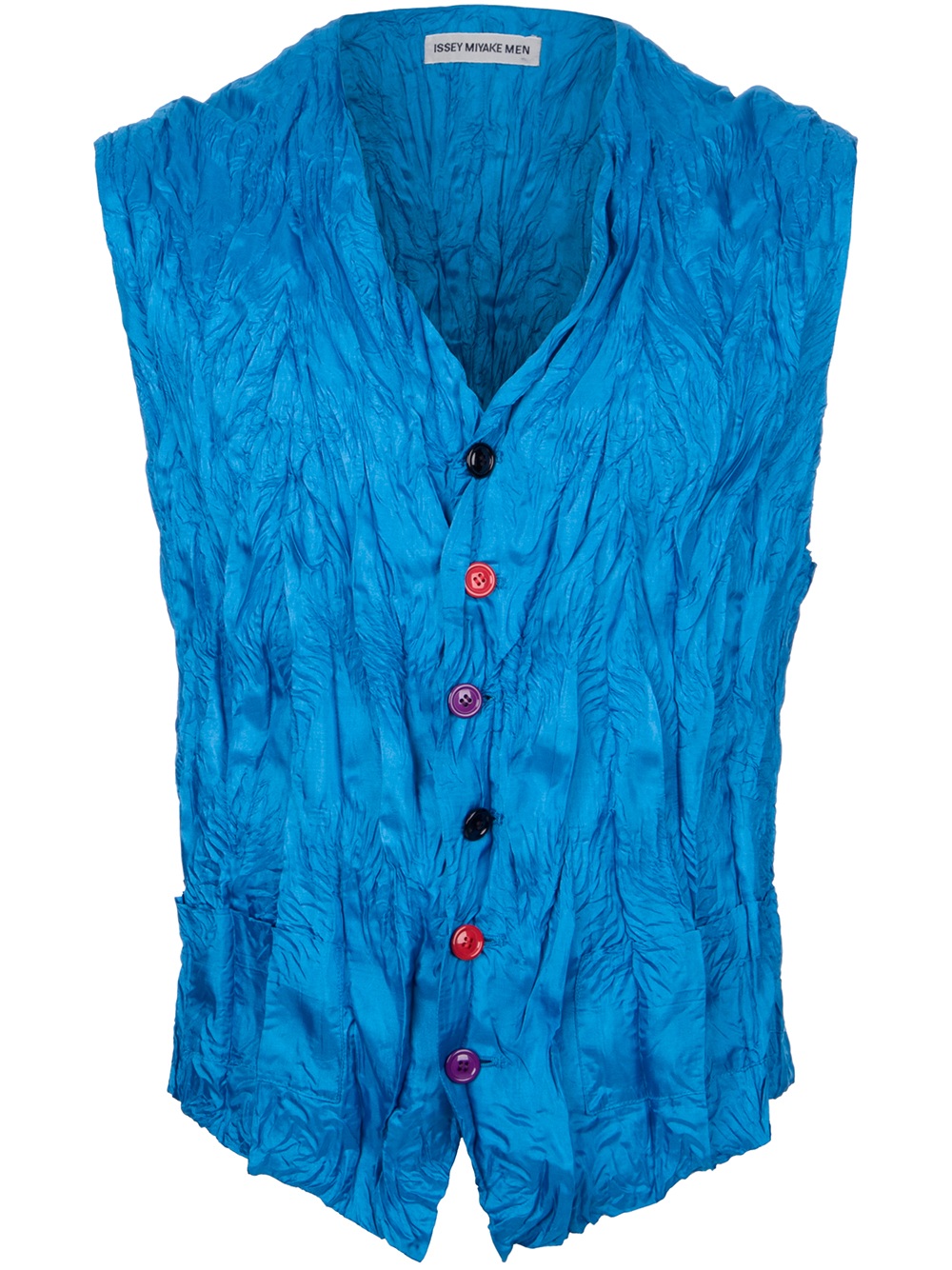 Issey Miyake Wrinkle Effect Waistcoat in Blue for Men | Lyst