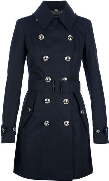 Burberry Double Breasted Trench Coat in Blue (navy) | Lyst