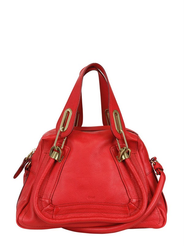 Chloé Mini Paraty Grained Leather Top Handle in Red | Lyst