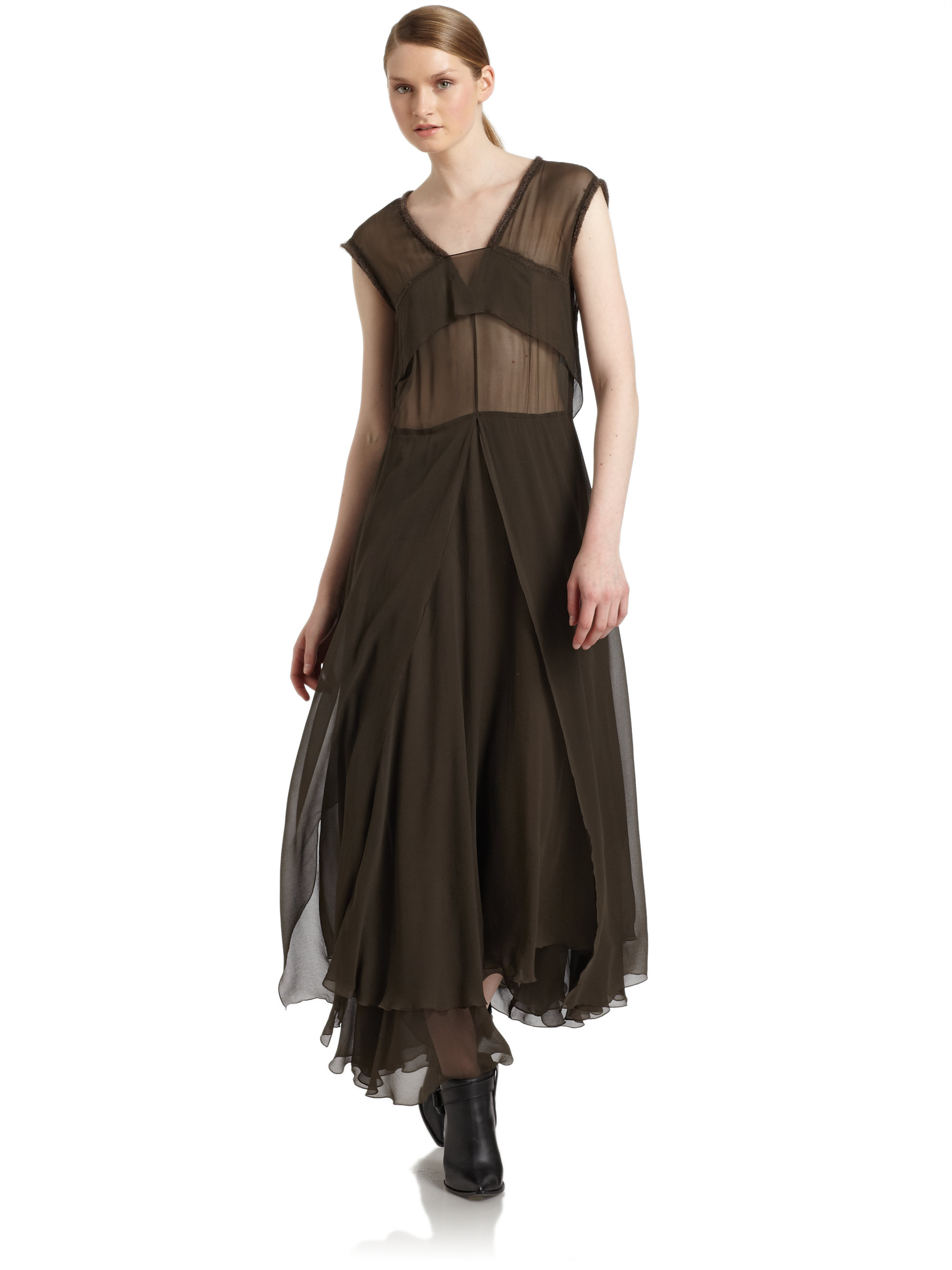 flowing silk dress