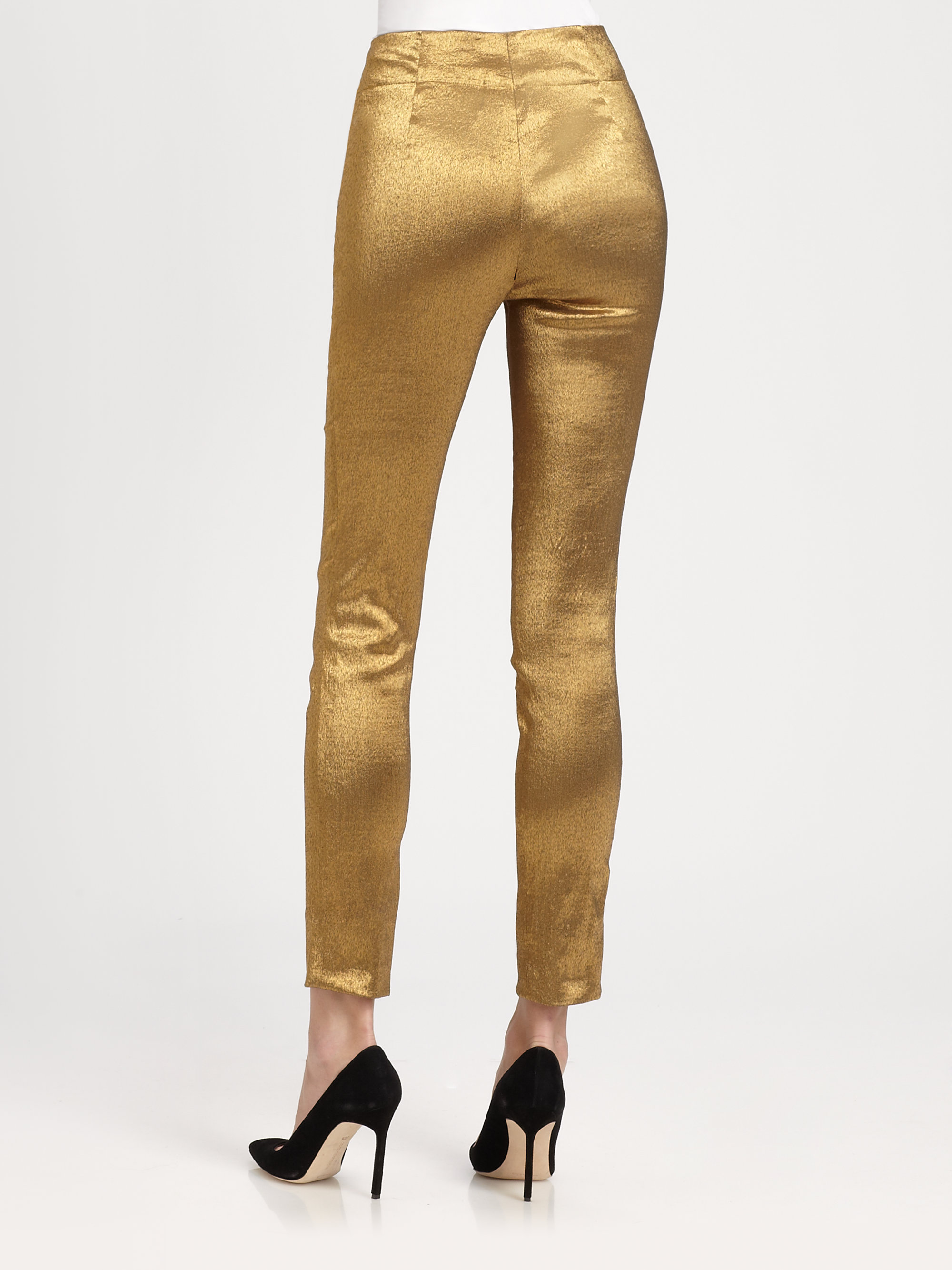 Donna Karan Slim Stretch Metallic Pants Lyst