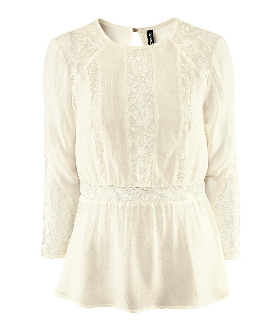 Lyst - H&M 3/4 Blouse in Natural