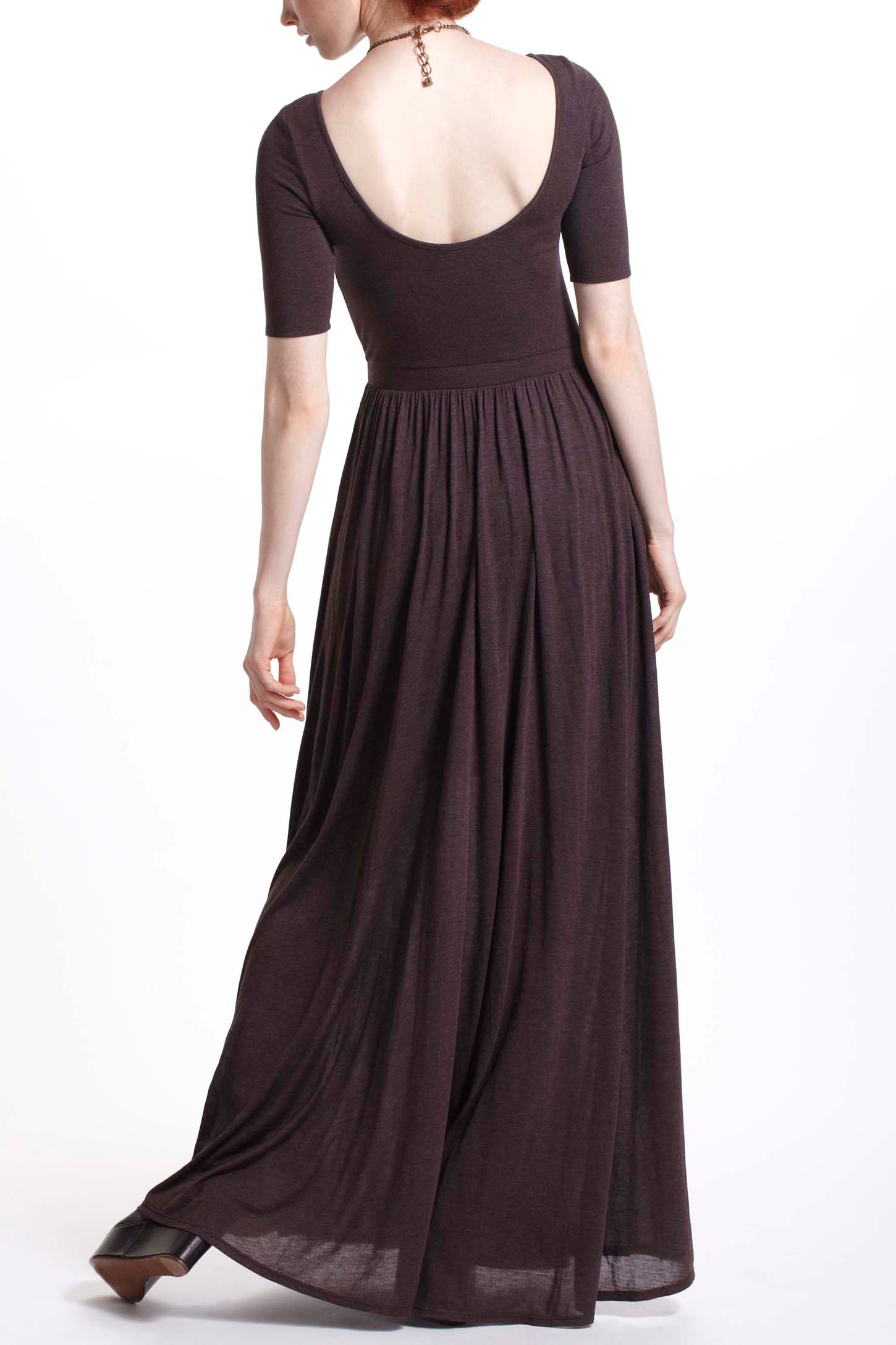 Anthropologie Scoopback Maxi Dress in Brown | Lyst