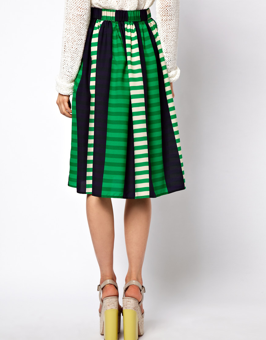 Lyst Asos Collection Midi Skirt In Stripe 6246