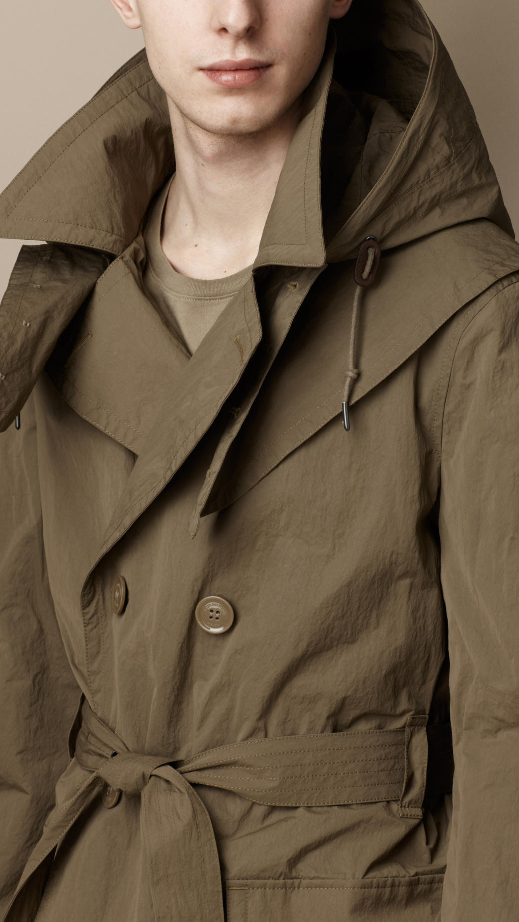 Burberry Brit Long Hooded Trench Coat in Natural for Men | Lyst