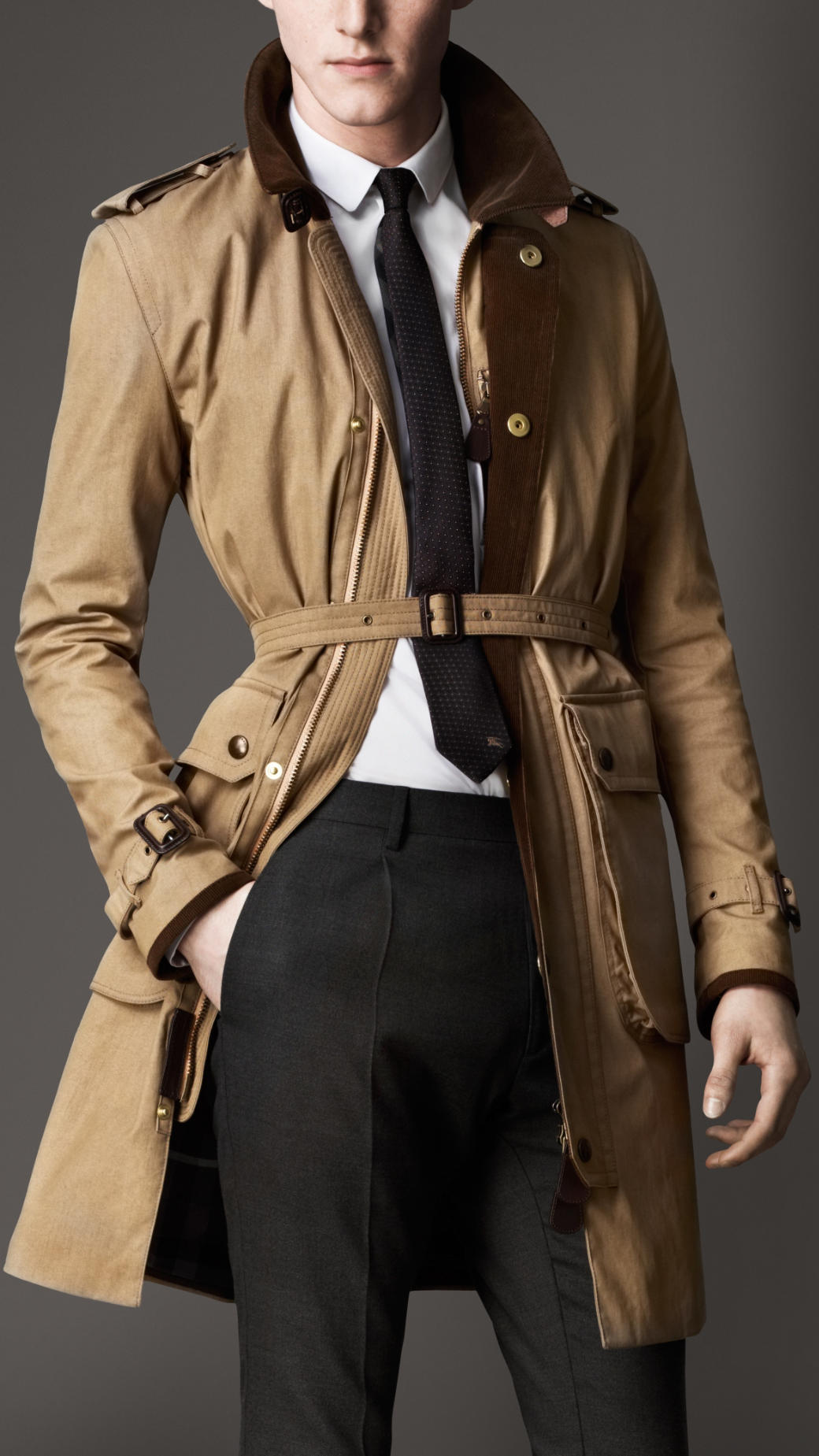 Burberry Waxed Cotton Canvas Car Coat in Natural for Men - Lyst