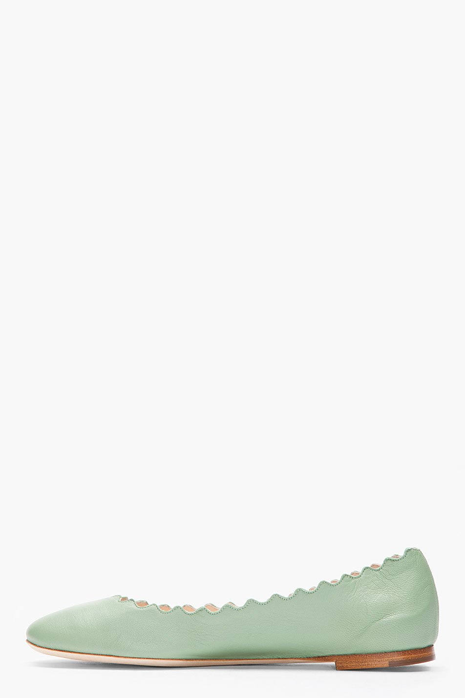 Chloé Hand Finished Scalloped Ballerina Flats in Mint (Green) Lyst