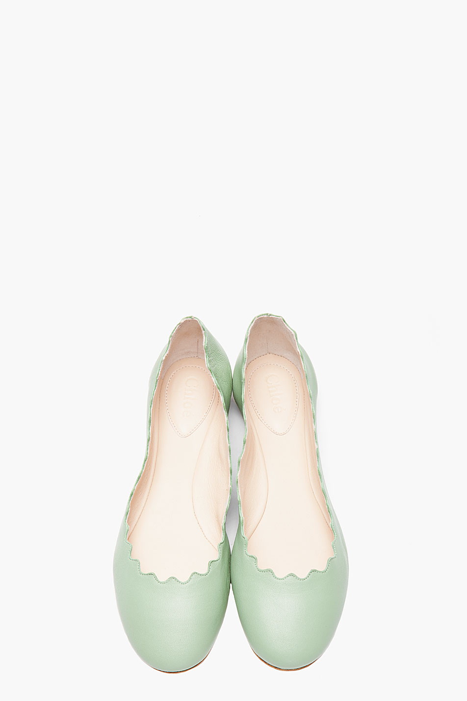 Lyst Chloé Hand Finished Scalloped Ballerina Flats in Green