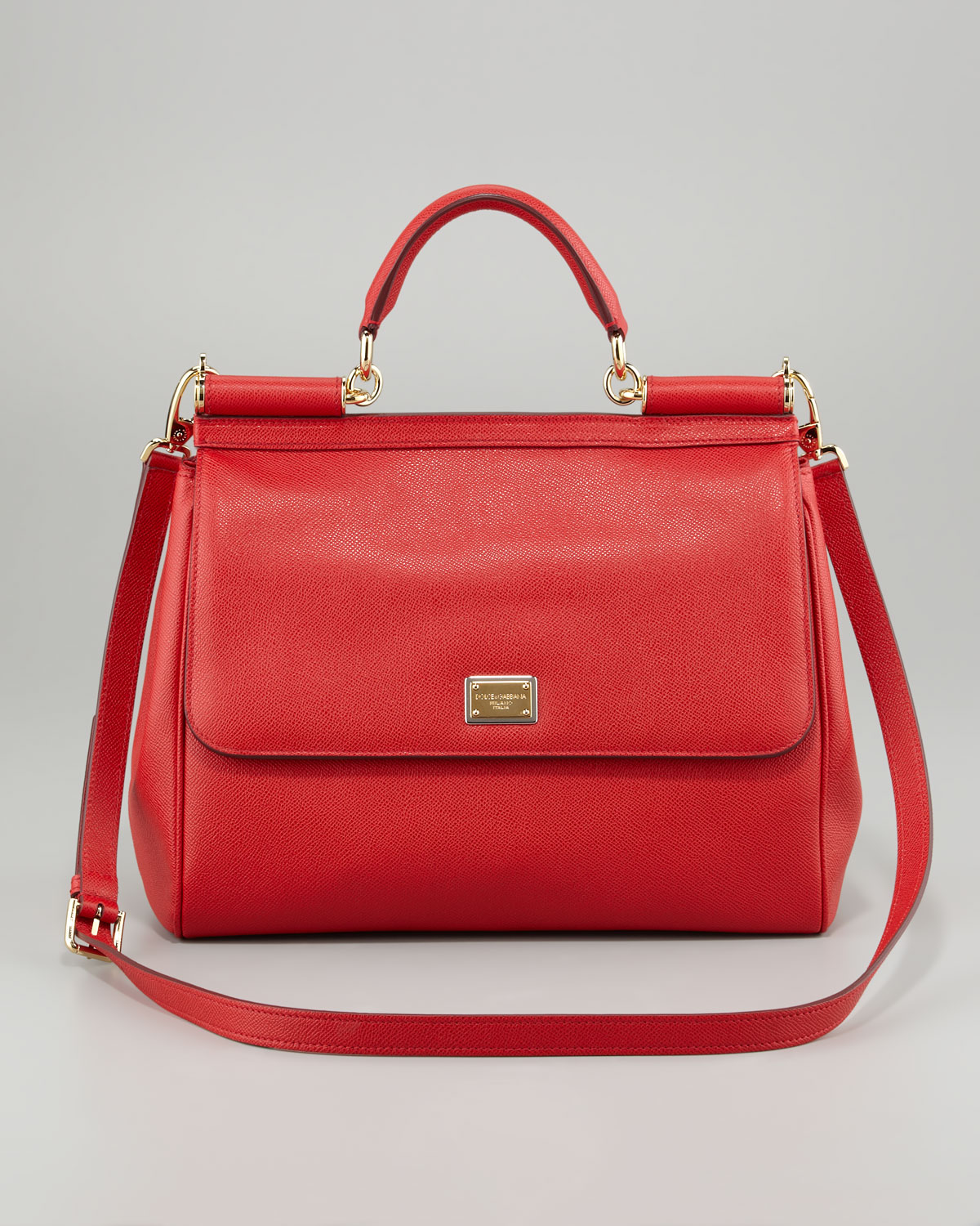 Lyst Dolce & Gabbana Miss Sicily Dauphine Leather Flap Bag in Red