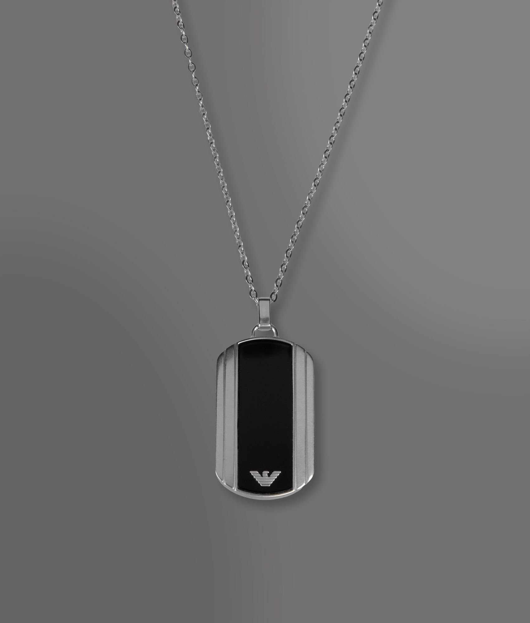 Emporio armani Necklace Black Sil in Metallic for Men Lyst